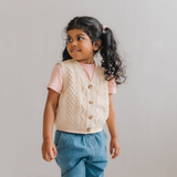 Gilet en coton tricoté Beige