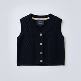 Gilet en coton tricoté bleu marine