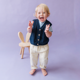 Gilet en coton tricoté bleu marine