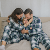 Conjunto de pijama de tartán verde para hombre