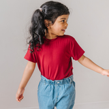 Bamboo Everyday T-shirt diep bordeaux voor kinderen