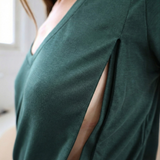 Kojící tričko s výstřihem do V Forest Green