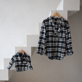 Dad & Mini Flanell-Overshirt-Set - Schwarz Kariert