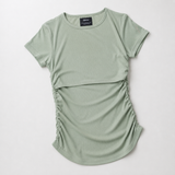 Still-Tee mit Rüschen Salbei-Grün