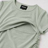 Still-Tee mit Rüschen Salbei-Grün