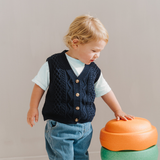 Gebreid katoenen vest marineblauw