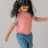 Chaleco de punto de algodón rosa