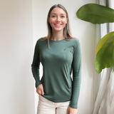 Camiseta lactancia manga larga verde bosque