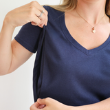 Kojící tričko s výstřihem do V námořnická modrá