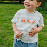 Gestreept oversized kinder T-shirt Seafoam Shells