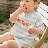 Gestreept oversized kinder T-shirt Seafoam Shells