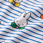 Close-up of the soft bamboo fabric of the ZIPSTER x Miffy Peek-a-Boo Blue bamboo babygrow