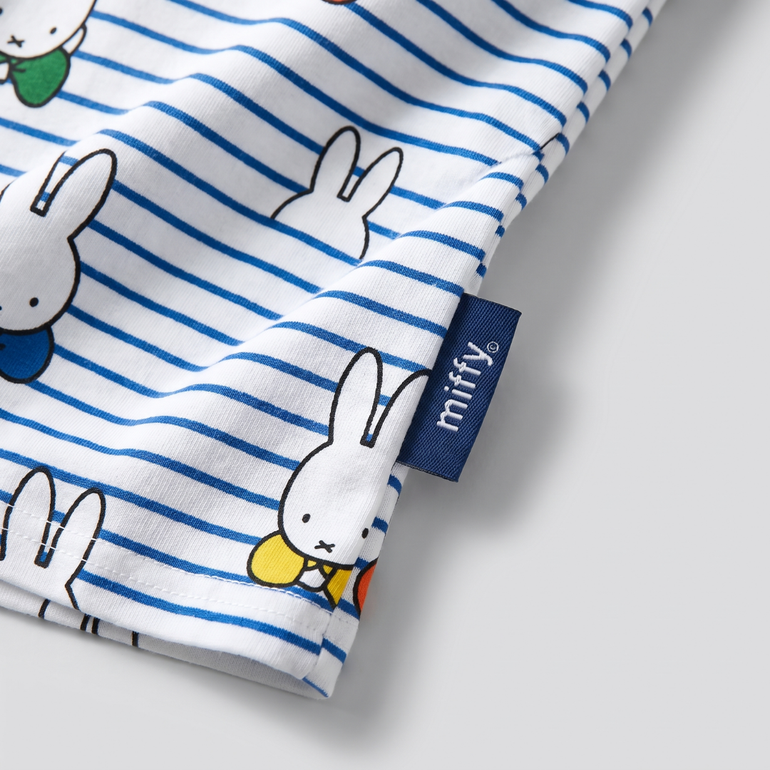 Miffy x Zipster etichetta tessuta sul set pigiama in bambù Miffy Peek-a-Boo Blue per bambini