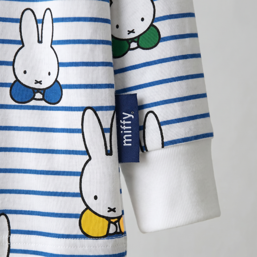 Etichetta sul collo Zipster del pigiama per bambini Miffy Set pigiama in bambù "Peek-a-Boo Blue"