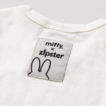 nijntje x Zipster geweven label op het Retro nijntje pop-art bamboe babybodysuit