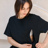 Oversized borstvoeding T-shirt zwart