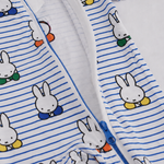 Two-way zip detail on the ZIPSTER x Miffy Peek-a-Boo Blue bamboo babygrow