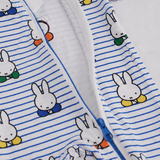 Two-way zip detail on the ZIPSTER x Miffy Peek-a-Boo Blue bamboo babygrow